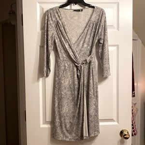 Seductive Reptile Print Faux Wrap Buckle Dress